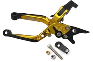 LongGreat Aluminium Kurz Kupplung Verstellbare Motorrad Bremshebel, 1 Paar Motorrad Mit Bremsfunktion Bremsgriff Aluminium Bremshebel Kupplungshebel Für Honda Forza 125 250 300 2010-2022+ (Gold,3)