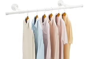 IBUYKE Tringle à Vêtement Mural 94cm, Métal Portant à Vêtements Murale Industriel avec Capacité de Charge de 50kg, Amovible Barre de Penderie Murale pour Suspendre des Vêtements, Blanc TYJ006W
