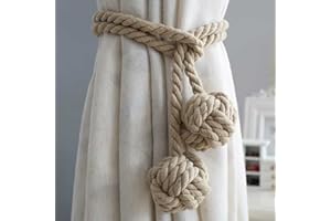 ZHI JIN 1 par de cuerdas doble con diseño de bola hechas a mano, algodón, abrazaderas para atar cortinas