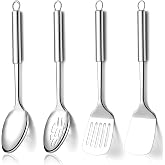 Homquen 4 Piece Kitchen Utensils, Stainless Steel Kitchen Utensils, Kitchen Spatula Set, Kitchen Spoons, Household Essentials