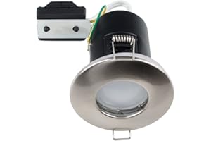 MiniSun | Pack of 4 Fire Rated Bathroom/Shower IP65 Brushed Chrome Domed GU10 Ceiling Downlights | Bathroom & Home Improvements Essential
