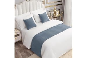 ‎AMBERIS AMBERIS Bett Läufer Single Layer Chenille Blau, Modern Style Bett Schals für Home Hotel Dekorationen