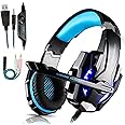 FUNINGEEK Cuffie Gaming per PS4 Cuffie da Gaming con Microfono e Bass Stereo Cuffie da Gioco con 3.5mm Jack LED e Controllo V