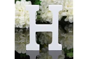 Freeas Décoratif Bois Lettres, 26 Alphabet Blanc Lettres en Bois pour Déco Nom des Enfants Fête d'anniversaire de Mariage Décoration de Maison et de Chambre à Coucher (H)