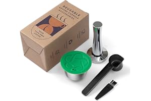 RECAFIMIL Capsule Caffè Riutilizzabili Dolce Gusto, Cialde Caffè Ricaricabili Acciaio Inox con Crema Ricca per Macchina Caffè Dolce Gusto, 1 Capsula+ 1 Pressino