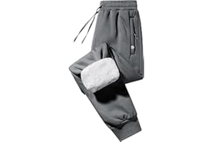 Imuedaen Jogginghose Herren Winter Fleece Gefüttert Warme Trainingshose Fleece Plüsch Gefüttert Jogger Hose Sweatpants Winterhose Traininghose mit Tasche