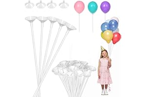 Aszaui 100 Pezzi Bastoncini per Palloncini,Palloncini Sticks Supporti,Riutilizzabili Stecche per Palloncini,Kit di Supporto per Palloncini,Bianco Aste per Palloncini Plastica per Matrimonio,Party
