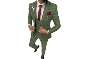 Solovedress Anzüge für Herren 3 Teilig Klassischer Karierter Herrenanzug Sakko Hose Weste für Hochzeiten und Geschäft