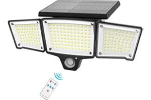 YD LIFE Lampe Solaire Extérieur Murale 1200LM 208 LEDs avec Détecteur de Mouvement, Lumière Étanche Spot Projecteur LED Angle d'éclairage 270°, 3 Modes IP65 pour Porche Cour Patio Jardin Allée Garage