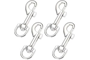 MenYiYDS - 4 PCS Moschettone con snodo Girevole, moschettone Girevole per Collare per Cani, moschettone in Acciaio 64mm, da Utilizzare con guinzaglio Paracord, Argento