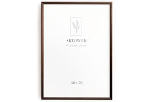 Artower® Bilderrahmen Vintage Braun Holz Rahmen für 50 x 70 cm | Posterrahmen Groß Collage | Picture Frame Vintage Brown Wood 50x70 cm | Retro Schmal Bilderrahmen | Braun Poster Rahmen