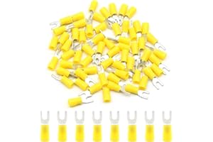 Hocansen 50 Pieces Fork Wire Connectors Electrical Connectors Crimp Terminal Connectors（Yellow/PF4)