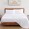 LANE LINEN 144TC Double Bedsheet with 2 Pillow Cases | 100% Organic Cotton 3 Pc Bedding Set (2.54 M x 2.2.4 M) | Eco-Friendly & Sustainable | Luxury Bedding Set (White,Double)