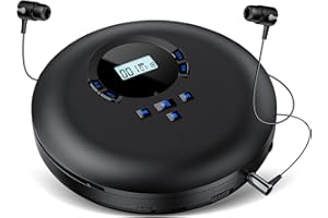 Gueray CD Player Portable with Earphones Portable CD Players for Car with Anti-Skip Shockproof Personal CD-Player with LCD Display Support PROG Memory Function A-B Repeat Playback Sound Effet