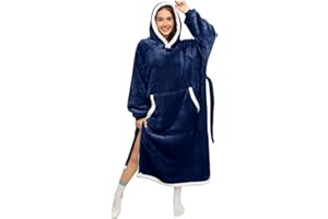 RITOSTA Felpa con Cappuccio Lunga Felpa Coperta con Maniche Donna in Pile Gigante Felpa Invernale Fleece Sherpa con Tasca e Cintura, Regalo per Donna Uomini,Taglia Unica