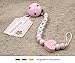 Personalised Baby DUMMY CLIP | Pacifier Holder with preffered name - girls motif rose heart | Beststeller from Germany