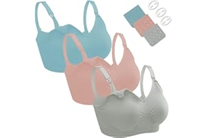 Dresime Sujetadores Lactancia, 3 Piezas Sin Aros Sujetadores de Maternidad Ultra Confort Sujetador Premama para Mujeres con con Extra brazaletes y Ganchos
