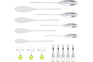 POPAPIE 16 Stück Sbirolino Set 4X Spirolino Sinkend 4X Sbirolino Schwimmend (8g 10g 15g 20g) 5X Dreifachwirbel und 3 Größen Schnurstopper Angeln (M L XL) Sbirolino Forellen Set für Forellenköder