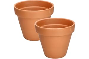 KOTARBAU® Lot de 2 pots de fleurs en terre cuite, diamètre : 17 cm, avec bordure, pour l'intérieur et les jardins