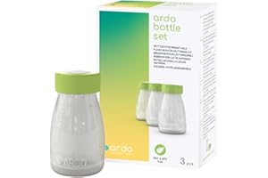 Ardo Breast Milk Bottle Set. 3 x 150ml BPA Free Storage Bottleset for Breastmilk. Reusable Breast Milk Storage Bottles for Fridge & Freezer. Graduated Measure Bottles with Lids for Breastfeeding