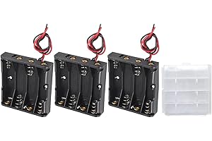 VISSQH 3 pezzi AAA portabatterie,4 x 1.5V portabatterie,6V AAA Batteria Holder Box,AAA Battery Clip,nero AAA Portabatterie in Plastica con Cavi