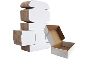 HORLIMER 25 Pack White Shipping Boxes, 17.8x12.7x5cm(7x5x2 inches) Corrugated Cardboard Mailing Box