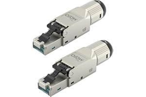 Tecmojo CAT6A Shielded RJ45 connector, Tooless Field Plug 10Gigabit, 2 Pack