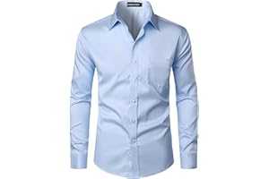 PARKLEES Chemise boutonnée élégante à coupe ajustée, manches longues et poche, style urbain, décontracté ou habillé, pour homme