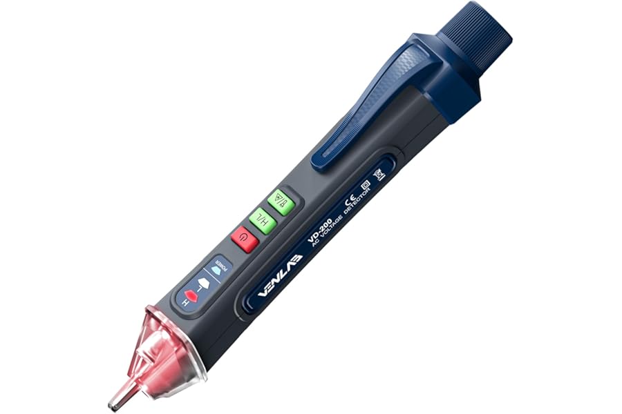 VENLAB Voltage Tester VD200, 12V-1000V/48V-1000V Dual Range Non-Contact Electric Tester, Sensitivity Electrical Voltage Pen Indicator light with NCV, Flashlight, Buzzer Alarm, Wire Breakpoint Finder