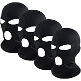 ATSNOSH 4 Pieces 3 Holes Balaclava, Ski Mask for Men Women, Motorcycle Ski Scarf, Black Full Face Mask Balaclavas
