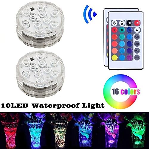 Allescool Pond Lights Underwater LED Submersible Lights, Battery Operated Remote Controlled, RGB Color Changing Lighting for Fountain,Bird bath,Swimming Pool,Hot Tub,Fish Tank,Vase Base