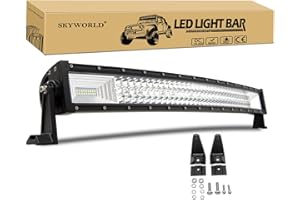 SKYWORLD Barre led 4x4 incurvée 32 pouces 80 cm 405W Rampe à led 12V 24V Longue portée Barre lumineuse pour Offroad Véhicules Voiture camions SUV UTE ATV, 6000K feu antibrouillard