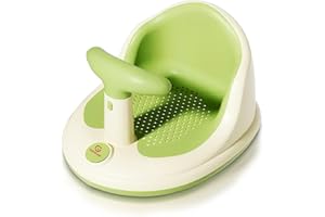 COO11 Baby Bath Seat with Handle and Back Support, Anti-Slip Sit Up Bath Chair, Portable and Lightweight Infant Bathing Essentials for Home and Travel, Suitable Gift for Infant 6+ Months (Green)