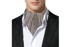 Remo Sartori - Ascot Doppia Pala in Crêpe Pied de Poule Beige e Marrone, Made in Italy, Uomo