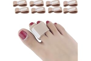 DYKOOK Broken Toe Wraps, 8 Pcs/Pack, Fabric Toe Splint Toe Cushioned Bandages Finger Protectors Straightener Hammer Toe Separators (Beige, 8 Pcs Toe Wraps)