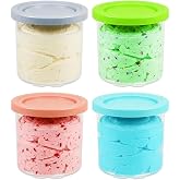 SPARES2GO Recipientes para helado con tapa para Ninja Creami NC300, NC301, NC299AMZ, CN301CO y CN305A m&aacute;quinas (paquete de 4,
