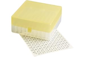 Camlab Plastics RTP/72101-YI Storage Box with Stick on Grid, 100 Place, Polypropylene, Yellow