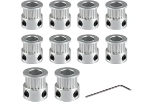 ZIZISHU Super Print GT2 Puleggia Pulley 20 denti Teeth 8mm Foro Bore Width 6mm Aluminum 20T Pulley Wheel for 6mm Width GT2 Timing Belt for 3D Printer,CNC (10pcs)