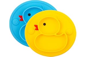 AUNEOS Piatto per bambini in silicone, Tappetini Antiscivolo con forte aspirazione adatta FDA e BPA Portatile per seggiolone e viaggi per Neonati Tovaglietta Piastra Divide, Regalo Svezzamento Battesimo