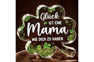 Encoink Weihnachtsgeschenke für Mama, Geburtstagsgeschenk für Mama – Glücksklee Acryl Deko, Geschenk Mutter Geburtstag von Tochter und Sohn, Muttertagsgeschenk