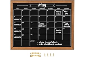 Umtiti Calendar Chalkboard, 13" * 17", Magnetic Surface Rustic Brown Solid Pine Wood Frame Chalk Board for Planning/School Timetable/Memo, Hanging Board for Office, School and Home(YLHB-QZ-3343)