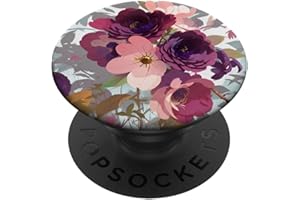 DARK PURPLE CUTE FLORAL FLOWERS DESIGNS Fleur violet foncé avec fleurs roses mignonnes PopSockets PopGrip Adhésif