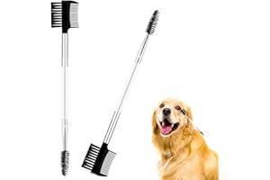 KALIONE 2 Pcs Dog Tear Comb, Double-Head Dog Eye Brush, Pet Grooming Comb, White