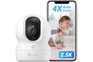 EZVIZ Camara de Vigilancia Interior con Seguimiento Automático, 4MP Cámara IP Domicilio WiFi 360° para Bebe con Visión Nocturna Color, Detección Humana,Llamada Bidireccional, Soporta 512GB, CP1 4MP