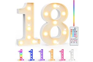 LEDIDO LED Zahlen Lampe Nummer Beleuchtete Ziffern 18,35 Farben Led Leuchtzahlen mit Fernbedienung Dimmbar, Dekoration für Happy Birthday Deko,Party Deko,Hochzeitsdeko,Desktop Wandtischdeko