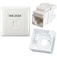MX Combo Set - RJ45 CAT5e LAN I/O Network Keystone Jack + Gang Box + Face Plate - 5 Sets