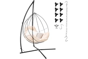 TLSUNNY Hammock Swing Stand, Heavy Duty Solid Steel C-Stand Only w/Spring Hook & Buckle - Indoor/Outdoor Use for Hanging Chairs, Egg Swings, Loungers - Max Load 150kg