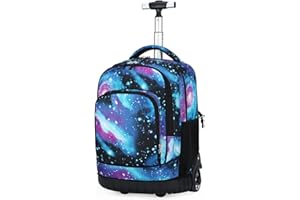 ZEVONDA Children's School Backpacks with 6 Wheels - Boys Girls Trolley Bag Removable Rolling Wheeled Backpack for Kids