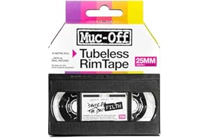 Muc-Off Fond de Jante Vélo Tubeless - 25 mm - Fond de Jante Adhésif Sensible à la Pression - Pour Installation de Pneus de Vélo Tubeless - Rouleau de 10 Mètres - 4 Patchs d'Étanchéité Inclus