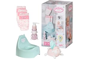 Baby Annabell Töpfchen Set, Puppenzubehör zum Wickeln mit Töpfchen, Windeln, Seifen- und Tuchspender, 706602 Zapf Creation